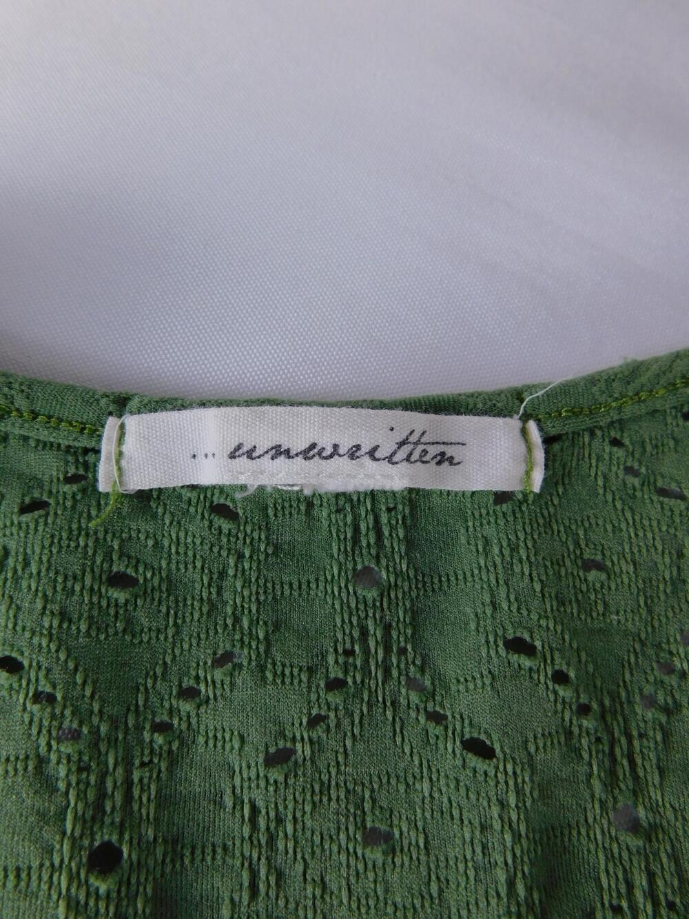 Unwritten Tank Top Womens Small Green Eyelet Tie Front Sleeveless Knit Button - Picture 6 of 7